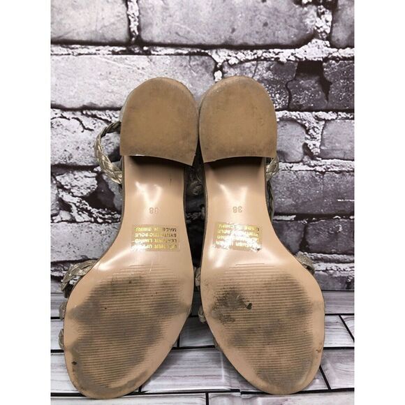 Silent D Raxiera Gold Braided Leather Block Heel Sandals Women’s Sz 38EU/7.5M US - Picture 12 of 16